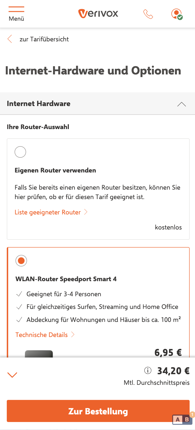 Options Page Basket Mobile