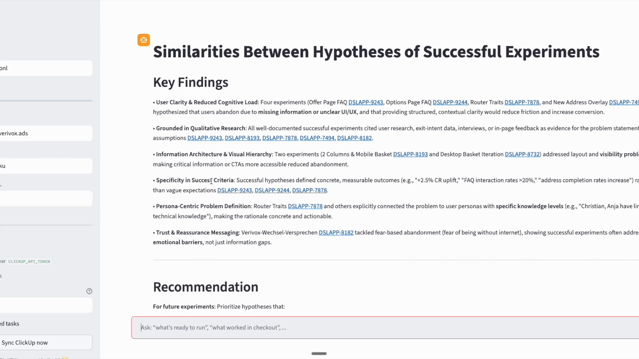 Experiment Memory Agent - screenshot preview